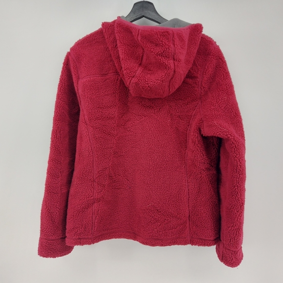 L.L. Bean Womens Polartec  Teddy Fuzzy Full Zip Hooded Jacket Maroon - Picture 2 of 8